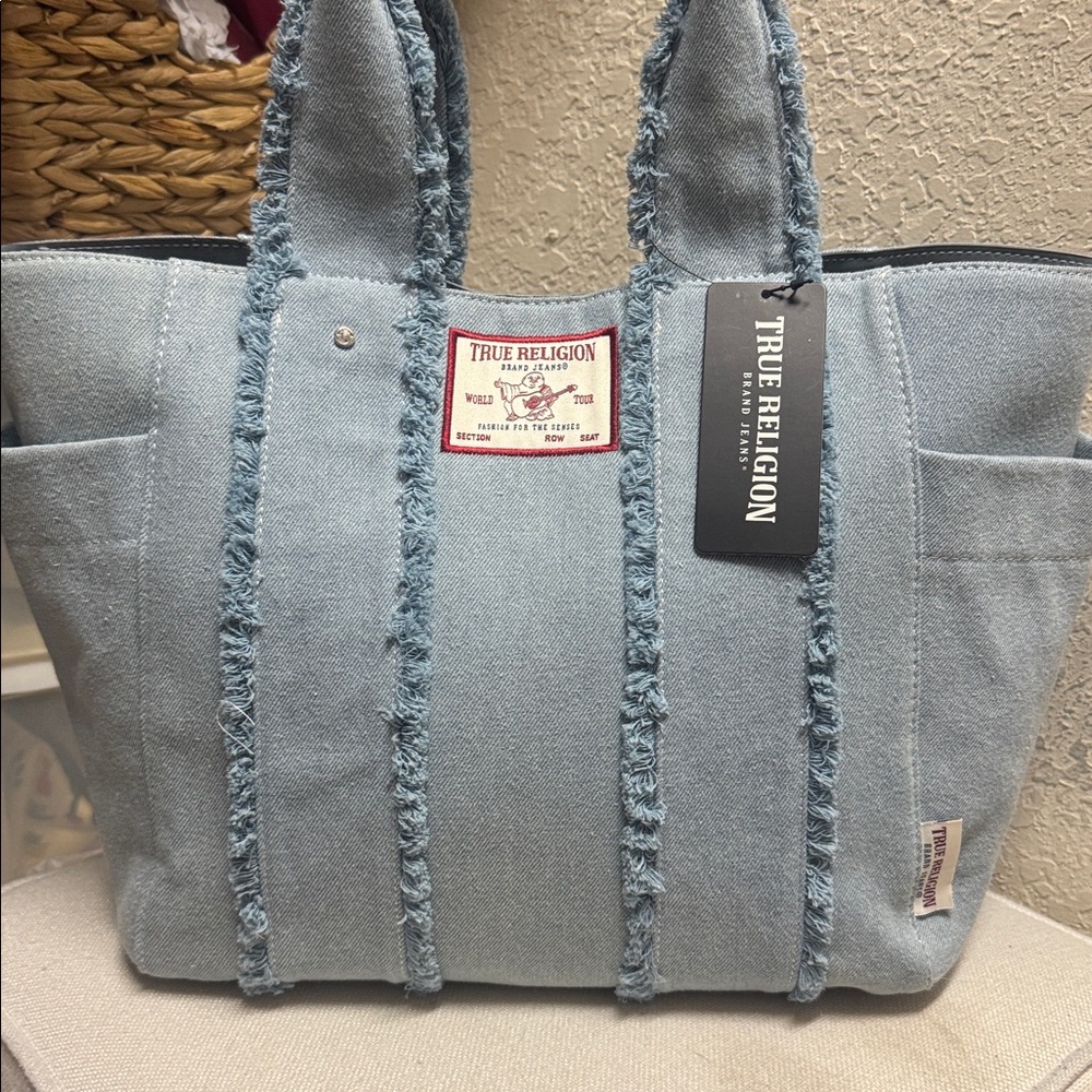 NWT, True Religion light denim large tote bag - Picture 2 of 10